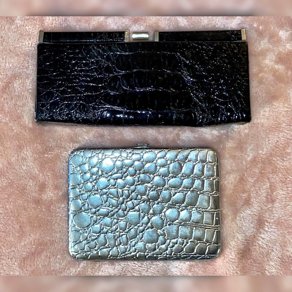 MNG - Black Clutch and Silver Wallet